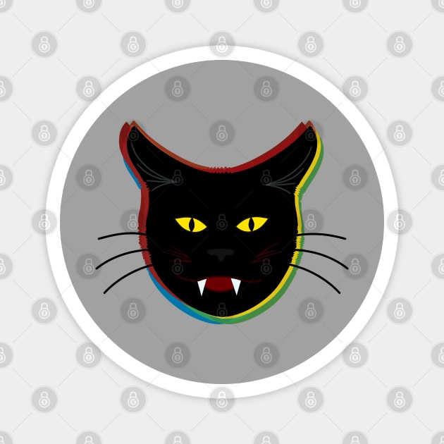 rainbow black cat Magnet by necroembers art